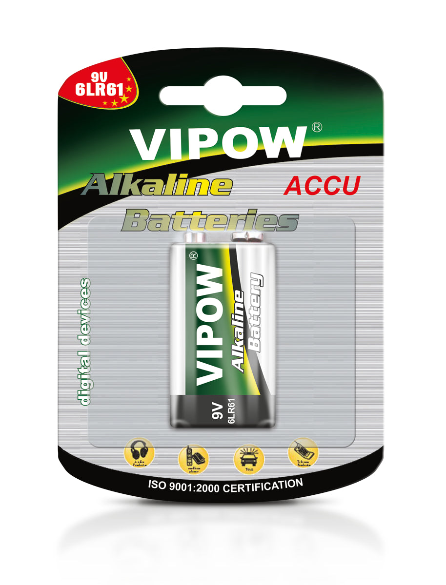 R-9V alkáli elem Vipow 9V 6LR61 R9V 6F22 BAT0062b