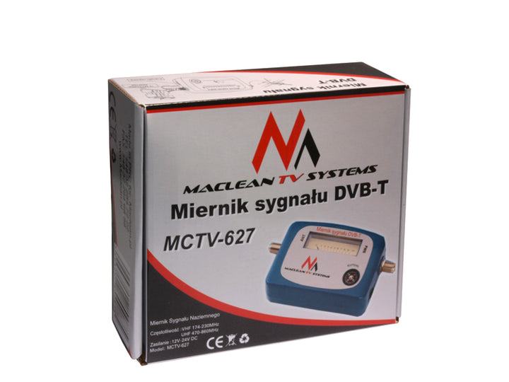 DVB-T TV mérő Maclean MCTV-62, tápegység, tok, kábel 25cm F-F