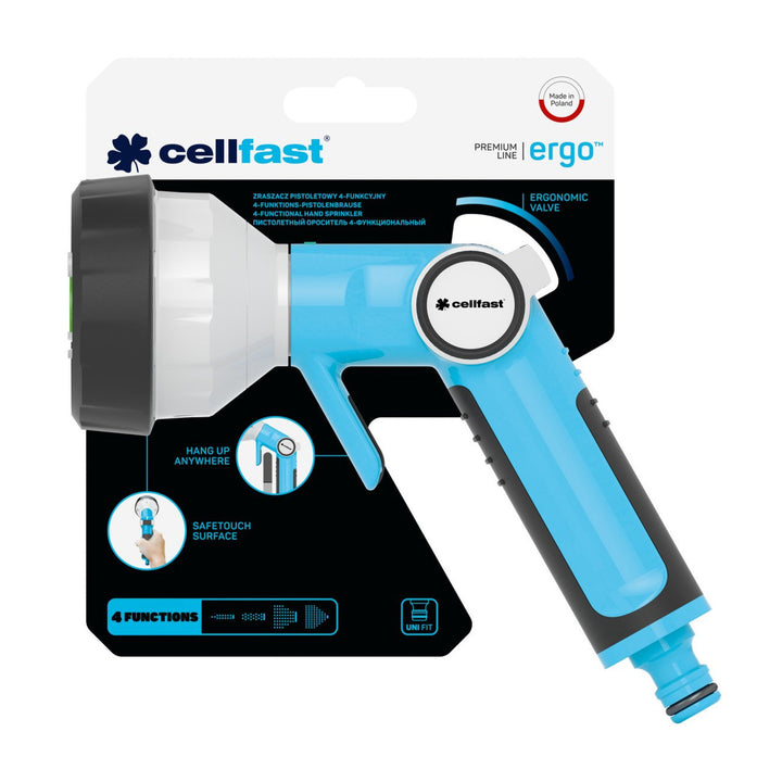 Cellfast pisztolyos szórófej, 4-funkciós, ergonomikus, intuitív szórásvezérlés, 53-340
