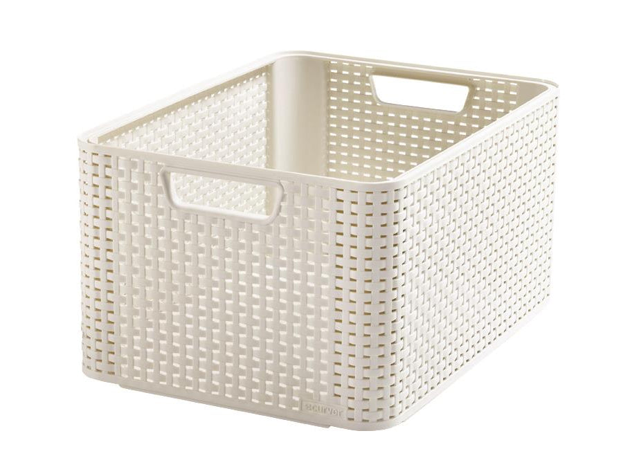 Curver kosár, többcélú, fedővel, krém, Rattan Style L