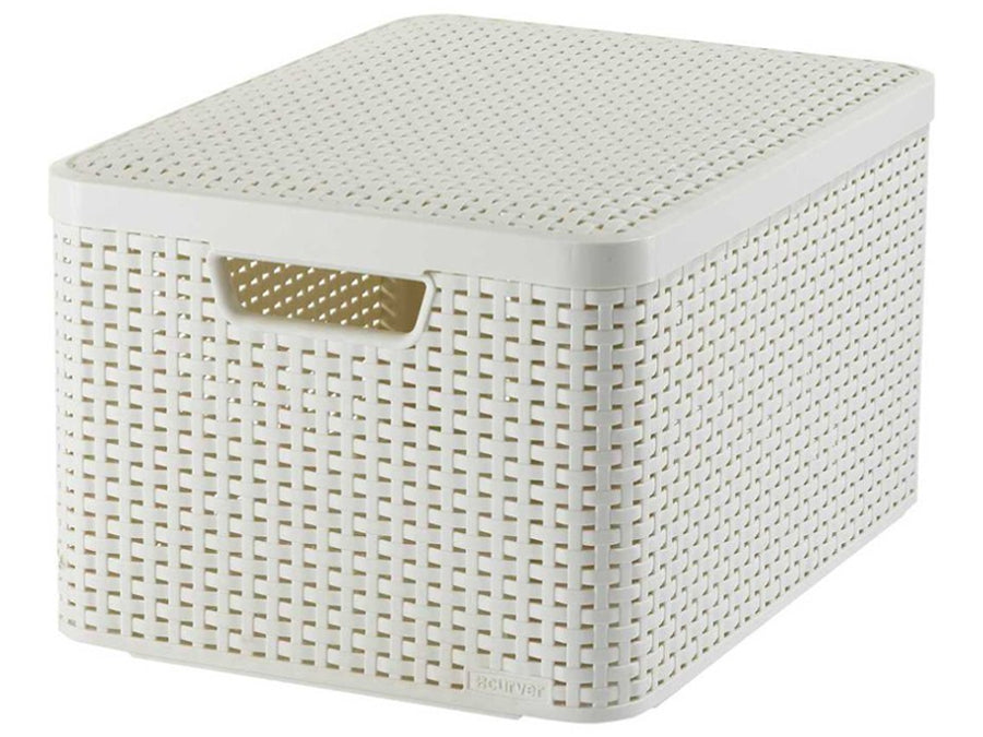 Curver kosár, többcélú, fedővel, krém, Rattan Style L