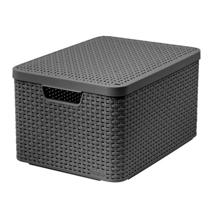 Curver kosár, többcélú, fedővel, szürke, Rattan Style L