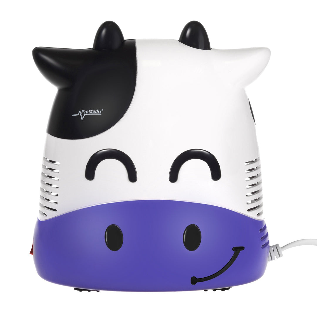 Inhalátor csecsemőknek Promedix PR-810 tehén, porlasztókészlet, maszkok, szűrők