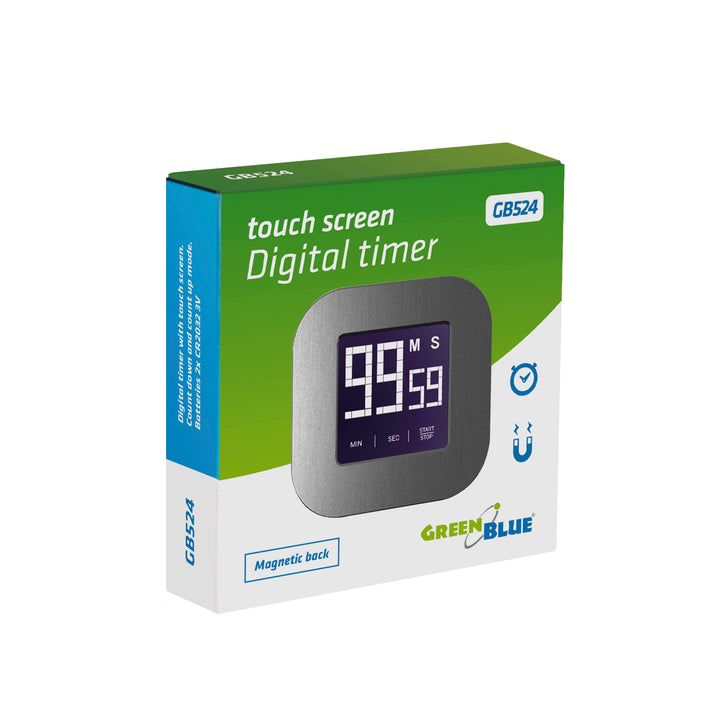 Digitális időmérő, stopperóra, GreenBlue időmérő, mágneses, érintőképernyős, GB524