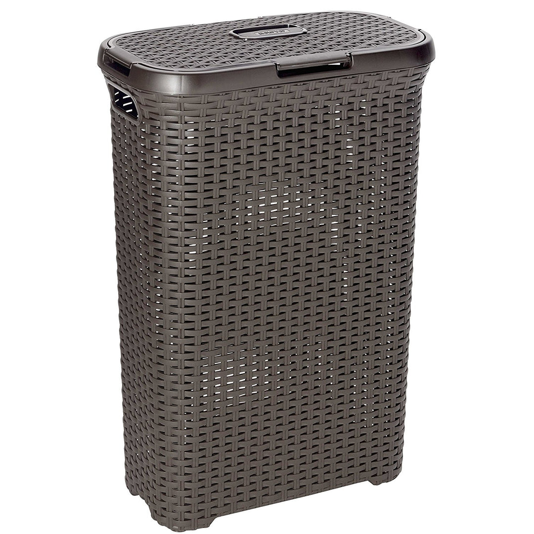 Curver szennyeskosár, áttört mintás, 40L, sötétbarna, Natural Style