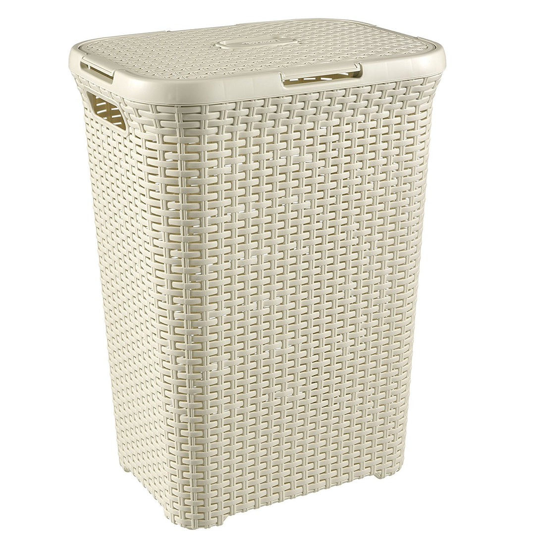 Curver szennyeskosár, áttört mintás, 60L, krém, Natural Style