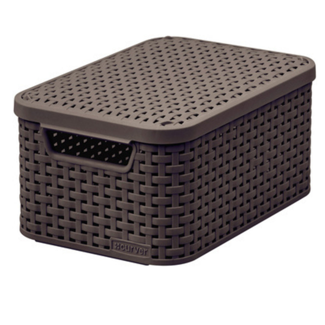 Kosár fedővel Curver Rattan Style M sötétbarna