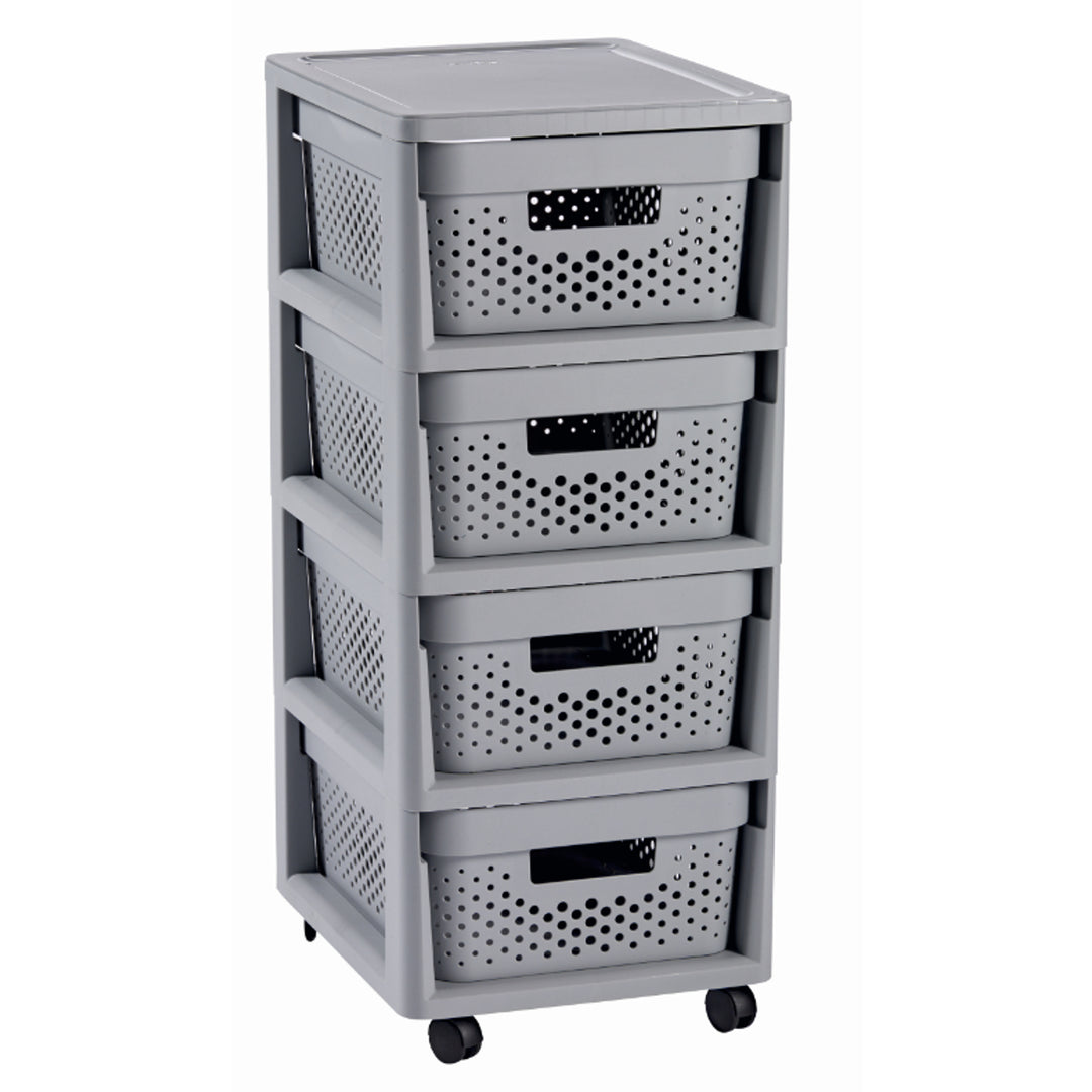 Curver 4x11L Infinity könyvespolc szürke, 4 kötetes fiókok