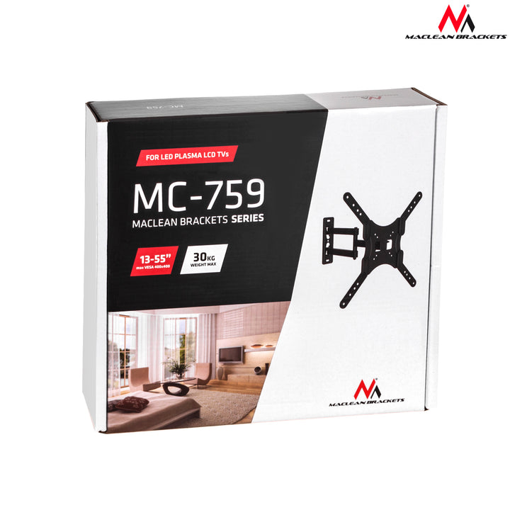 Maclean tartó TV-hez vagy monitorhoz, univerzális, max vesa 400x400, 13-60", 30kg, fekete, MC-759