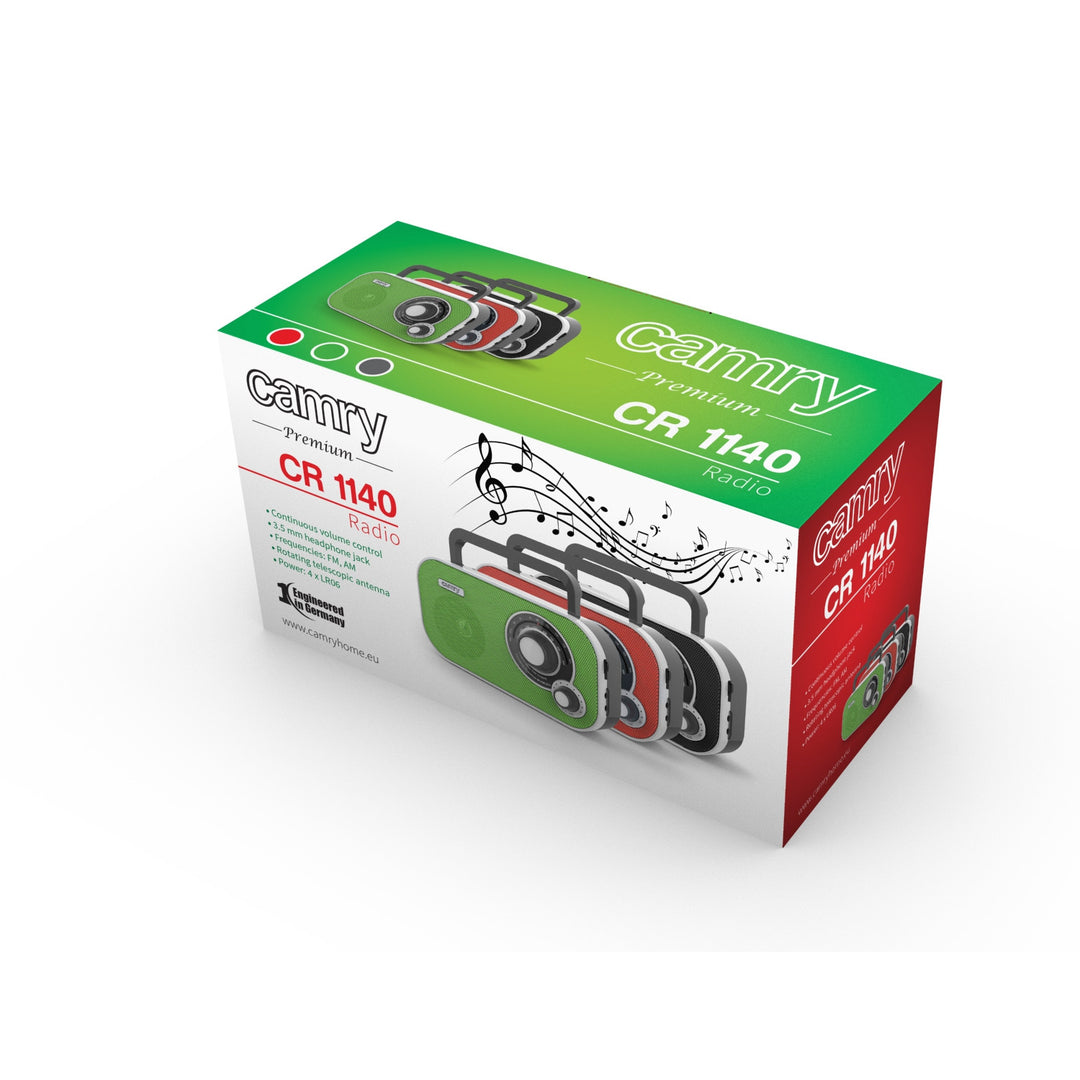 Kicsi retro AM/FM hordozható rádió CR1140 Camry piros