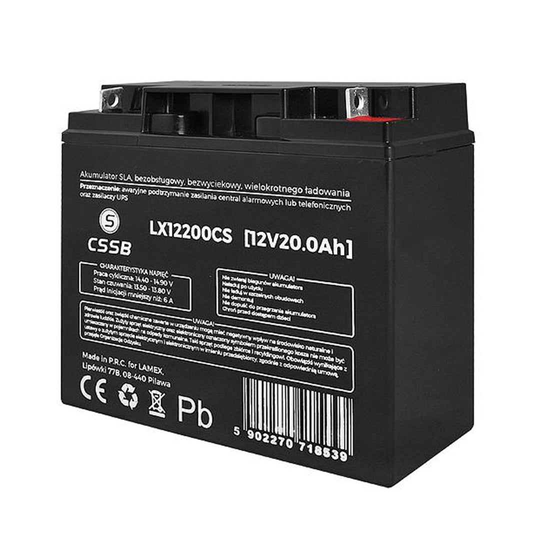 Gél akkumulátor LX12200 12V 20Ah Méretek: 74 x 164 x 178 mm
