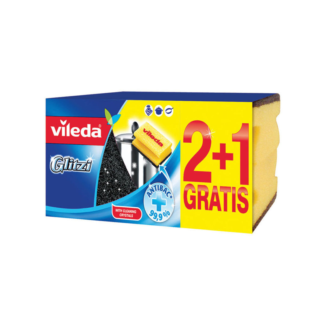 Vileda Glitzi 2 + 1 konyhai mosogató nagyon tartós 3 db