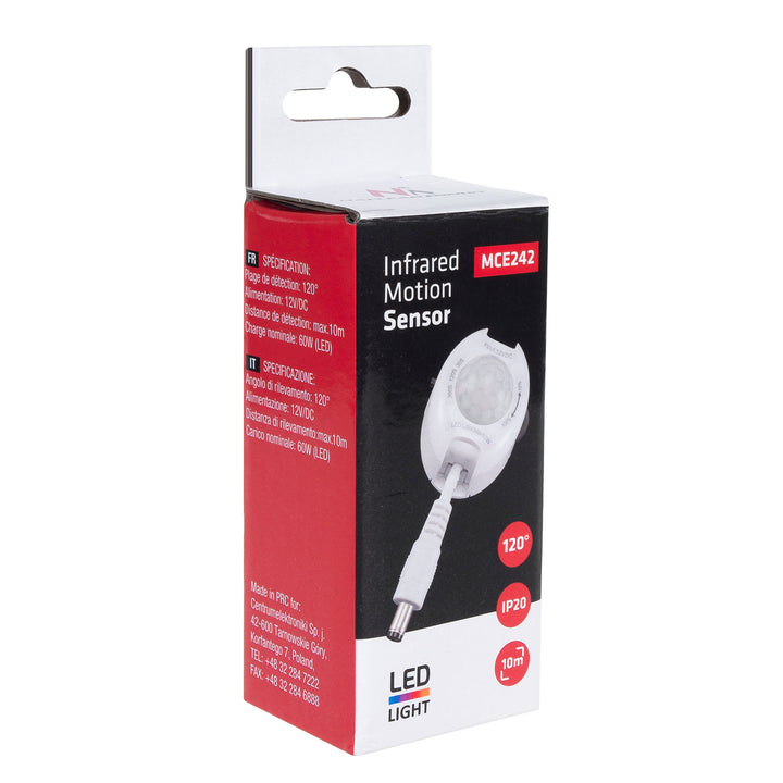 LED infravörös mozgásérzékelő 12v max 60W MCE242 Maclean Energy led szalagokhoz