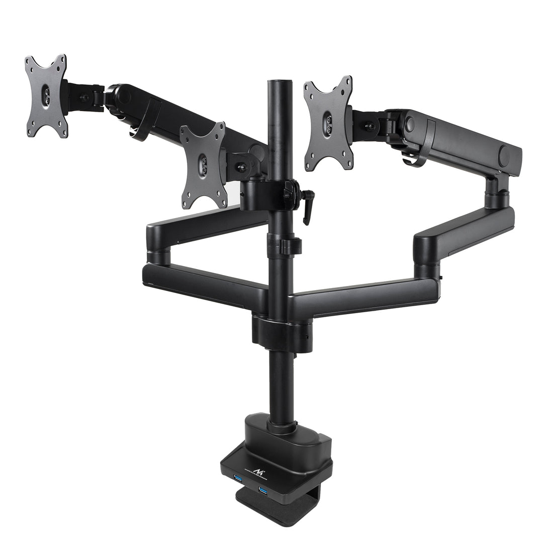 Maclean asztali tartó 3 LCD monitorhoz, VESA 75x75 és 100x100, 2x USB 3.0, 17-27", 3x7kg, MC-811