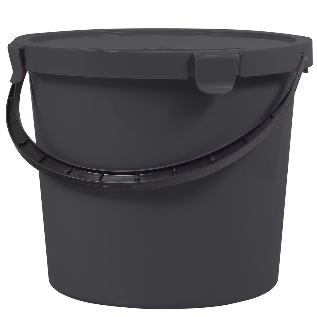 Plast Team Berry 10L vödör, fedéllel és fogantyúval, sötétszürke színben