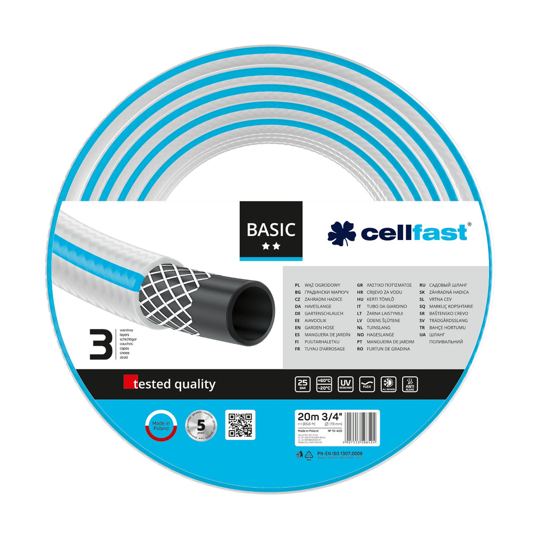 Tartós 3 rétegű kerti tömlő Cellfast Basic 3/4" 20m