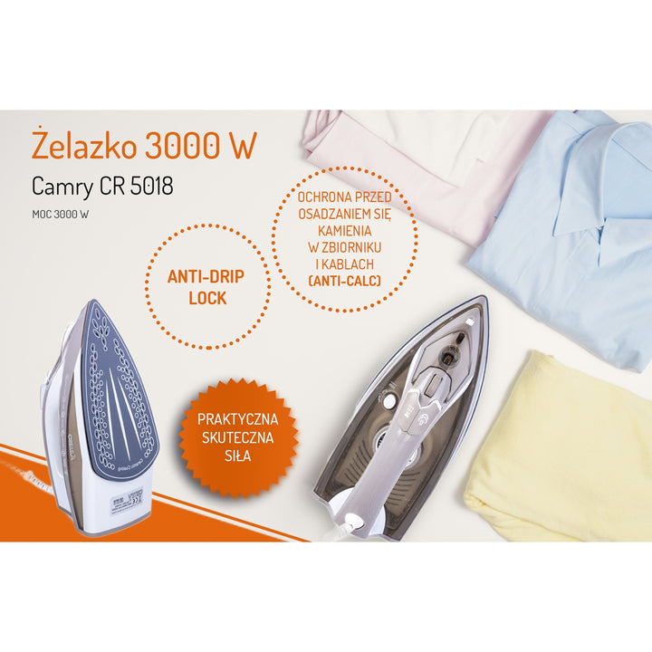 Camry CR 5018 gőzölős vasaló 3000W ANTICALC ANTIDRIP