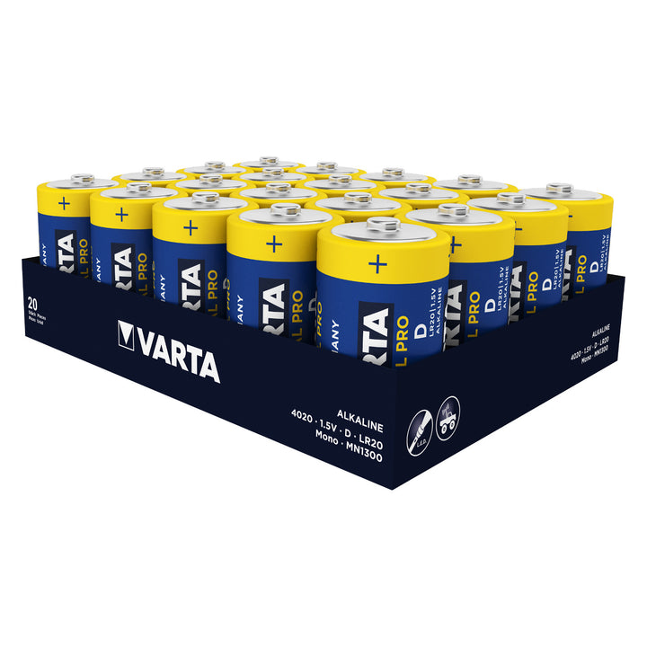 20x Varta Industrial R20/D alkáli elemek fólia