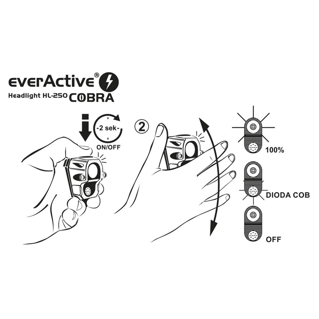 EverActive Cobra HL-250 minőségi LED-es fejlámpa