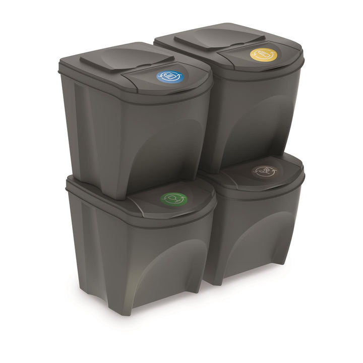 Sortibox újrahasznosító tartályok 4x25L szürke szettje