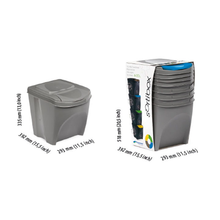 Sortibox újrahasznosító tartályok 4x25L szürke szettje