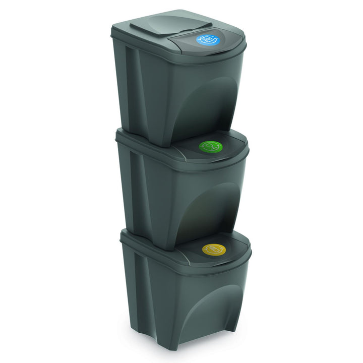 Sortibox hulladékválogató készlet 3x25L szürke