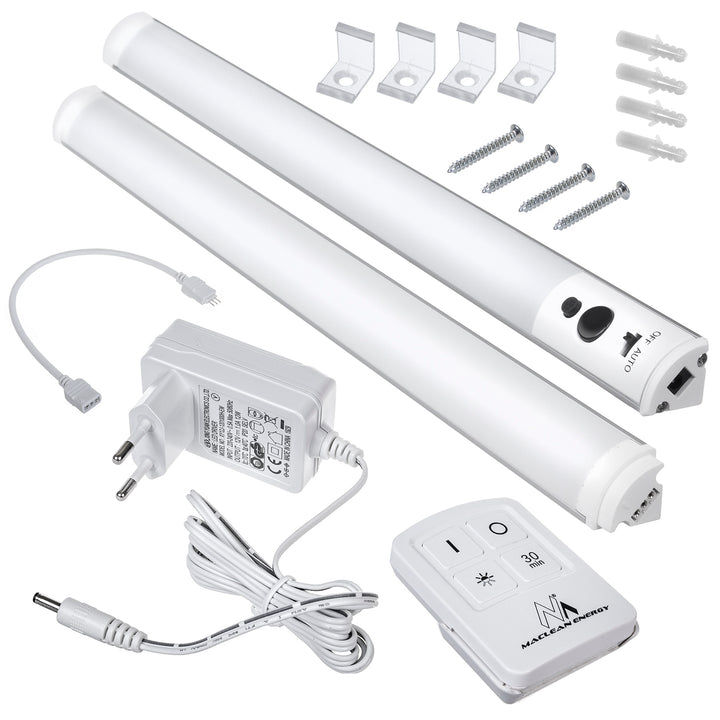LED lineáris szekrény alatti lámpa 2 modulból álló szett távirányítóval és tápegységgel Maclean Energy MCE245 - max. 4 modul egy tápegységgel