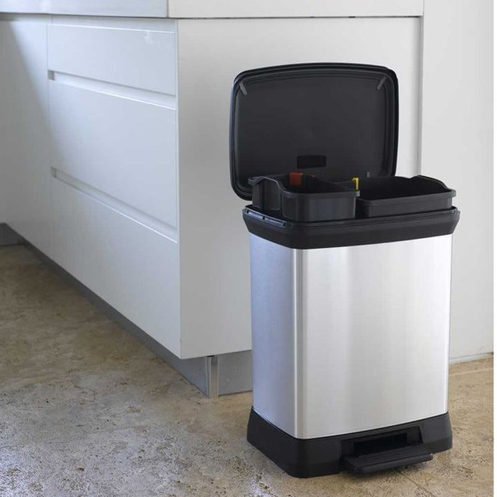 Curver Deco Bin fémezett 10+18 literes pedálos kuka újrahasznosításhoz