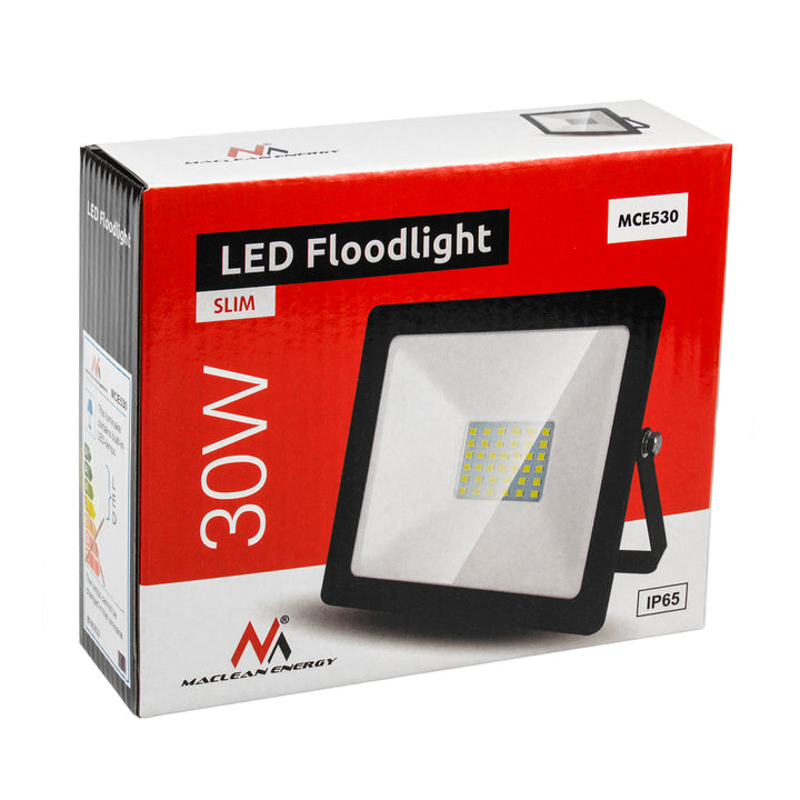 Naświetlacz LED slim 30W, 2400lm Meleg fehér (3000K) Maclean Energy MCE530 WW, IP65, PREMIUM