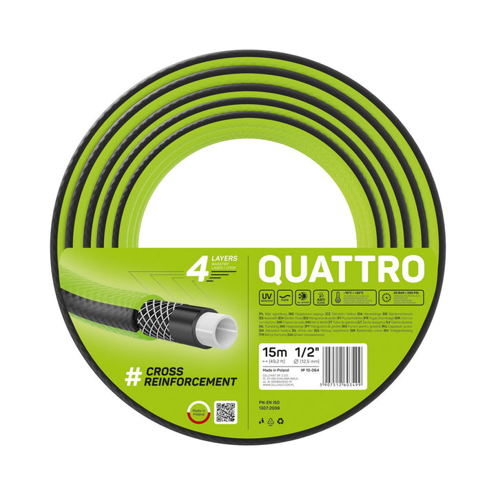 Cellfast Quattro 1/2" 15m 4 rétegű keresztezett fonott kerti tömlő