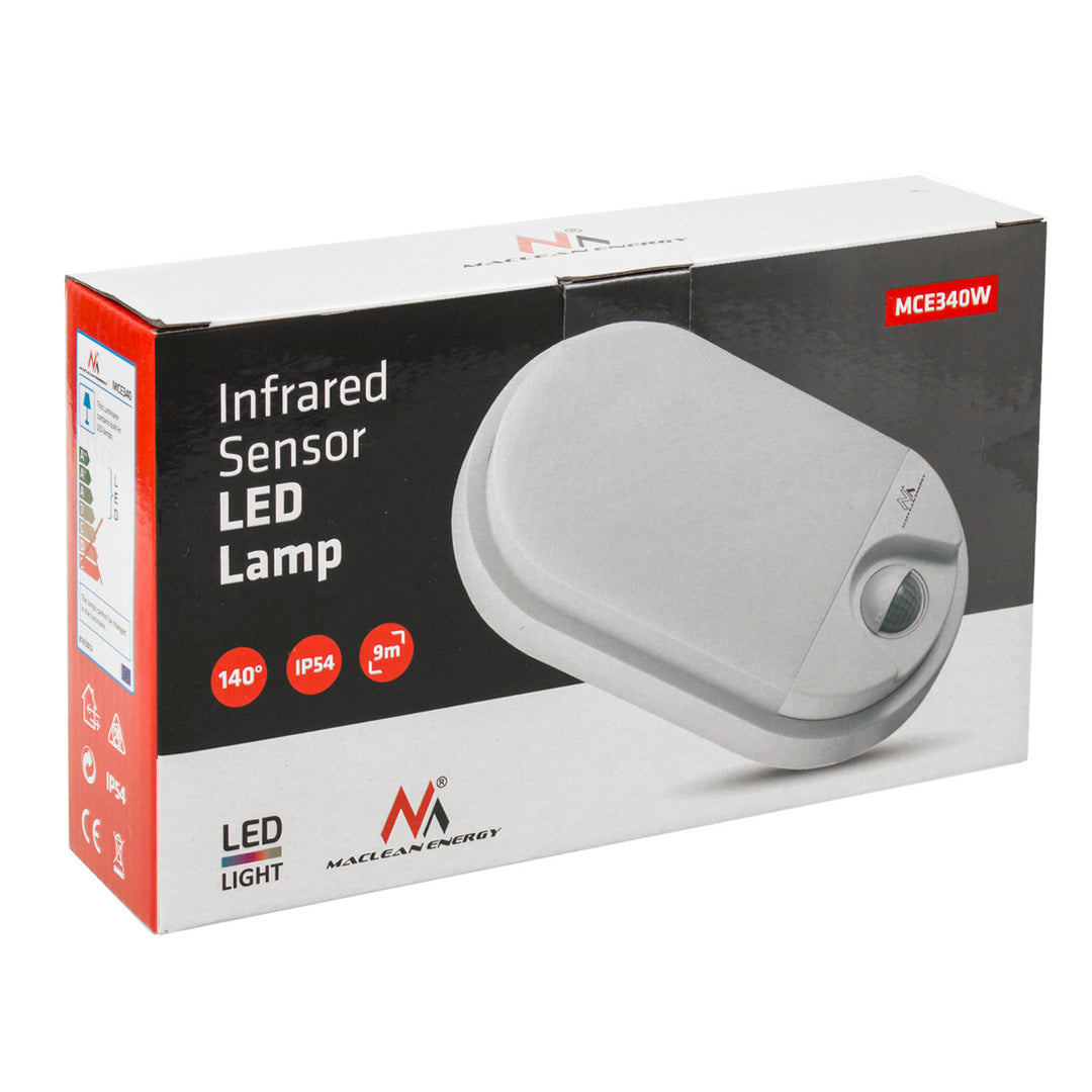 Infravörös mozgásérzékelő LED lámpa MCE340 W 1100lm 15W IP54 Maclean Energy szín fehér, szín természetes fehér (4000K)