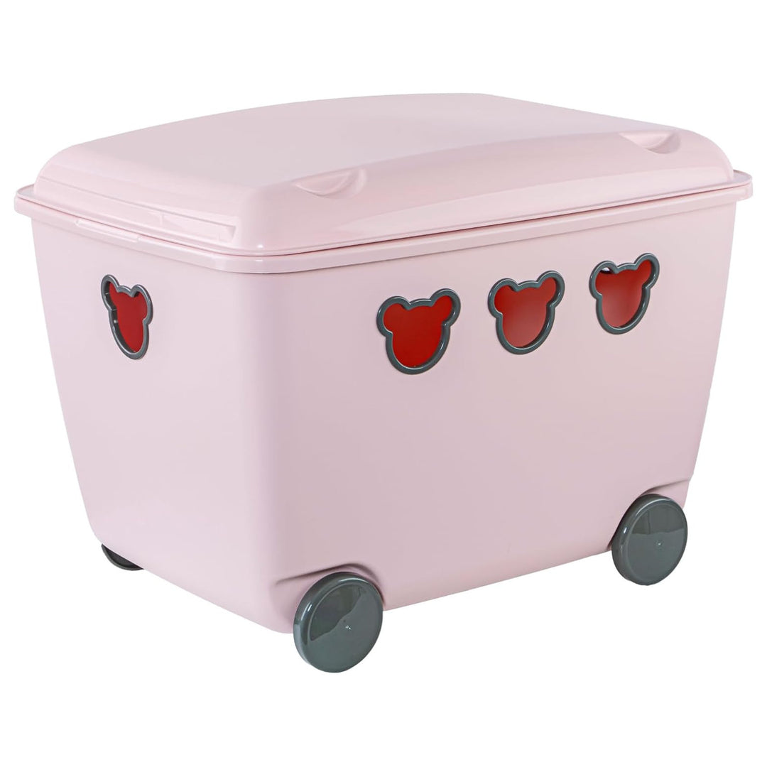Kerekes játéktároló 55L BranQ Teddy rózsaszínű