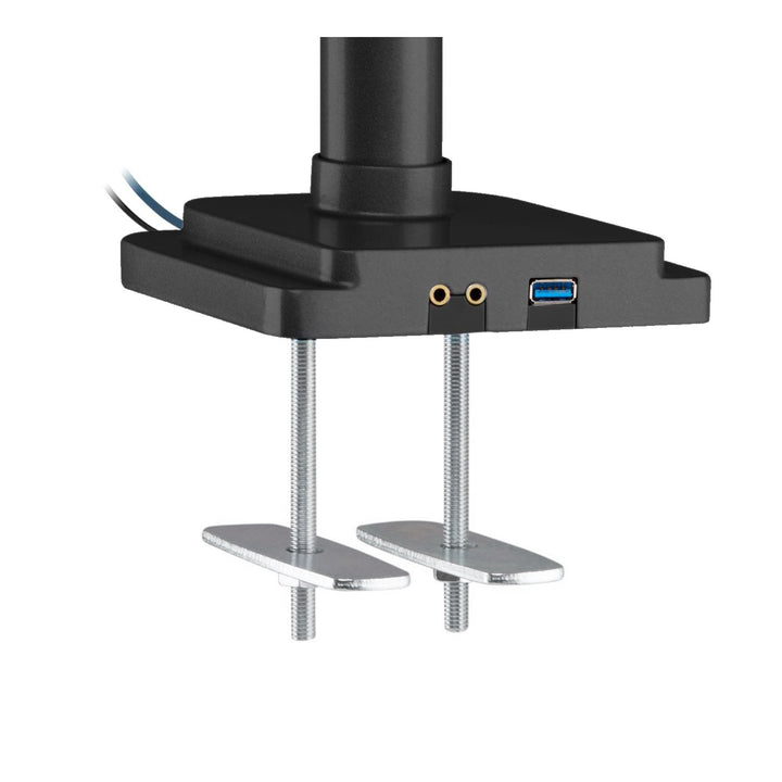 Ergo Office asztali tartó három monitorhoz matt fekete, gázrugóval, 17"-30", 7 kg, 1x USB 3.0, 2x mini-jack, ER-408B