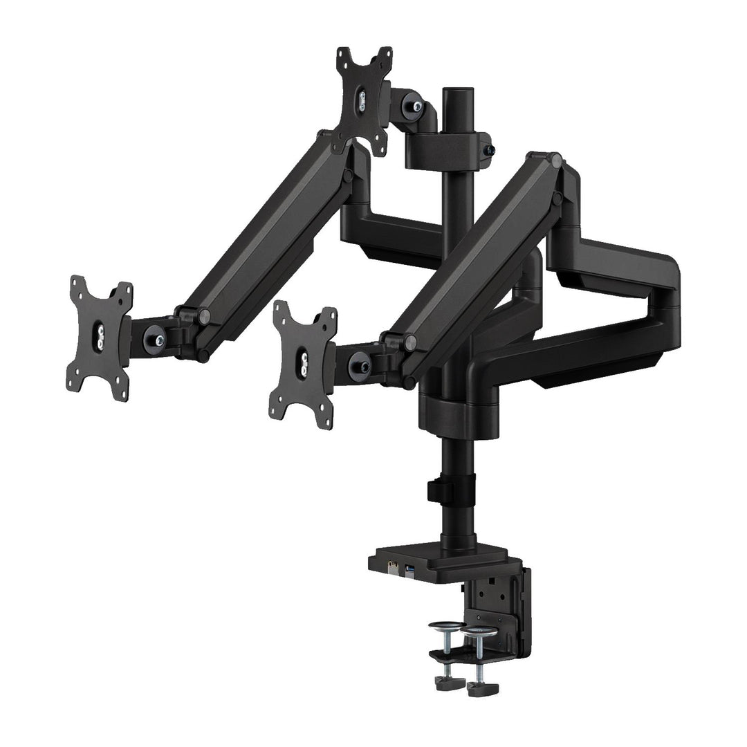 Ergo Office asztali tartó három monitorhoz matt fekete, gázrugóval, 17"-30", 7 kg, 1x USB 3.0, 2x mini-jack, ER-408B