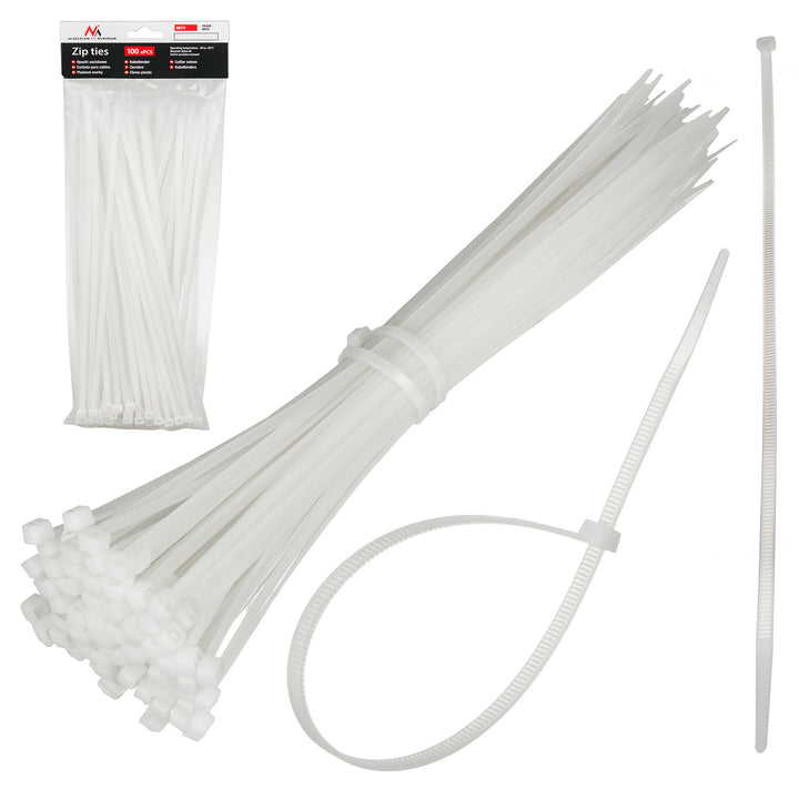Fogók (100 db) Maclean MCTV-463 W - fehér, 3,6x250mm, UV-álló, üzemi hőmérséklet - 40 +85 fok C.