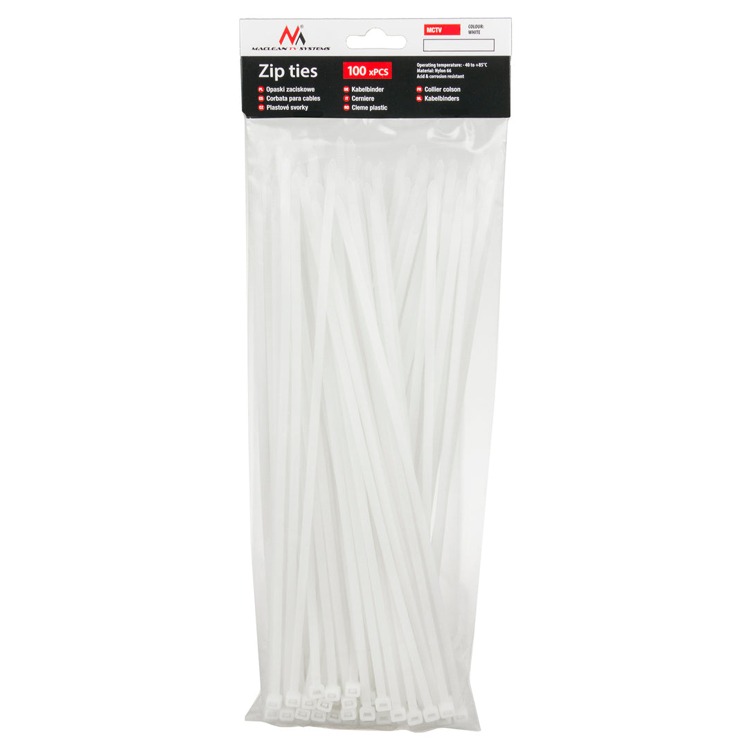 Fogók (100 db) Maclean MCTV-465 W - fehér, 4,8x300mm, UV-álló, felhasználási hőmérséklet - 40 +85 fok C.