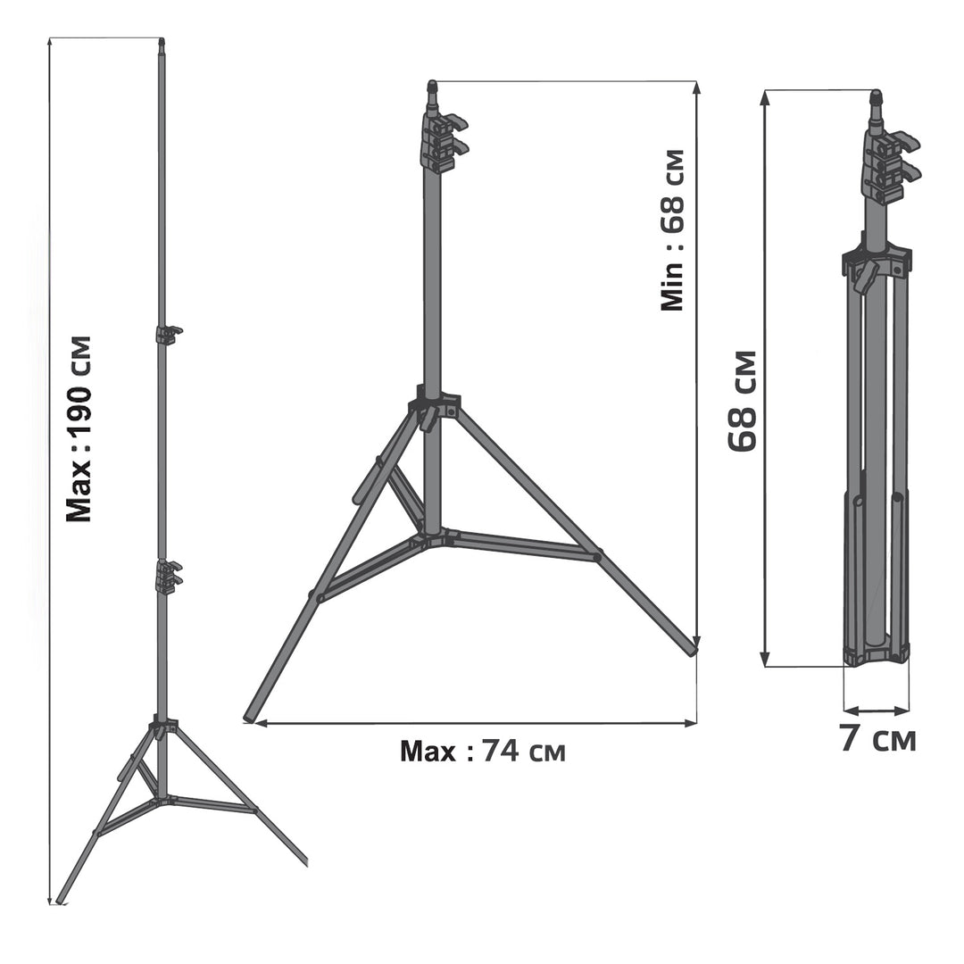 Állvány LED gyűrűs lámpához 12" Maclean MC-163, max. magasság 190cm, max. terhelés 3kg