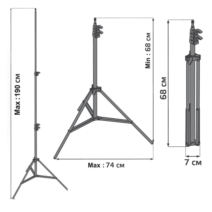 Állvány LED gyűrűs lámpához 12" Maclean MC-163, max. magasság 190cm, max. terhelés 3kg