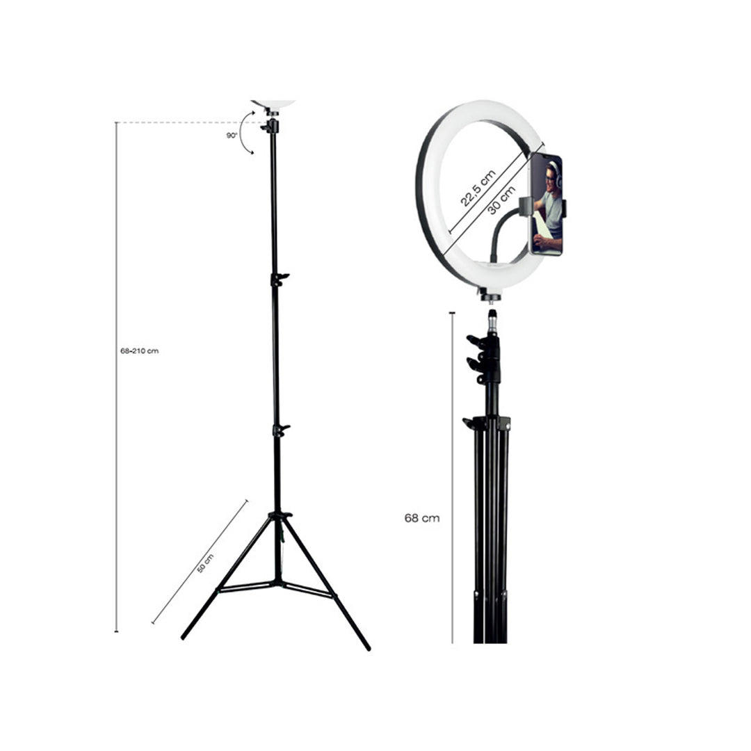 RING 30cm TRACER gyűrűs lámpa 210cm-es állvánnyal