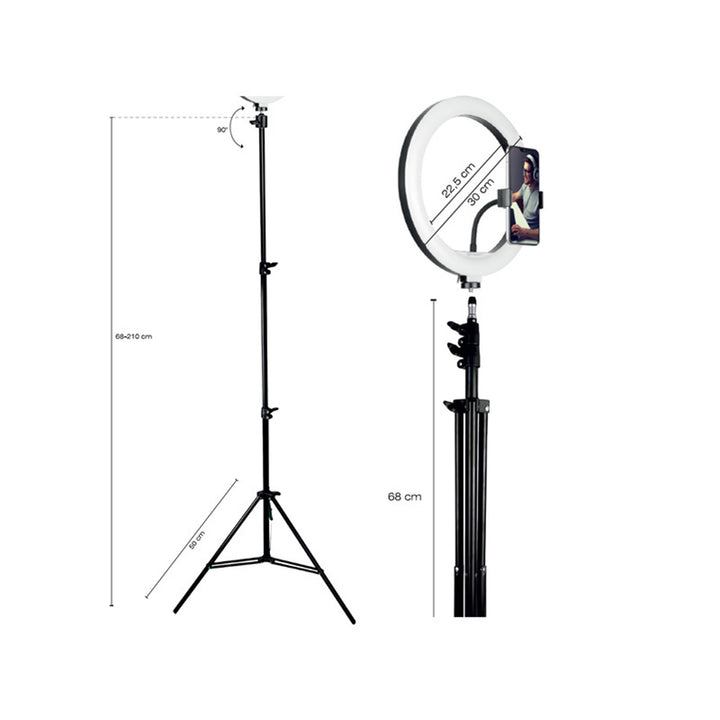RING 30cm TRACER gyűrűs lámpa 210cm-es állvánnyal