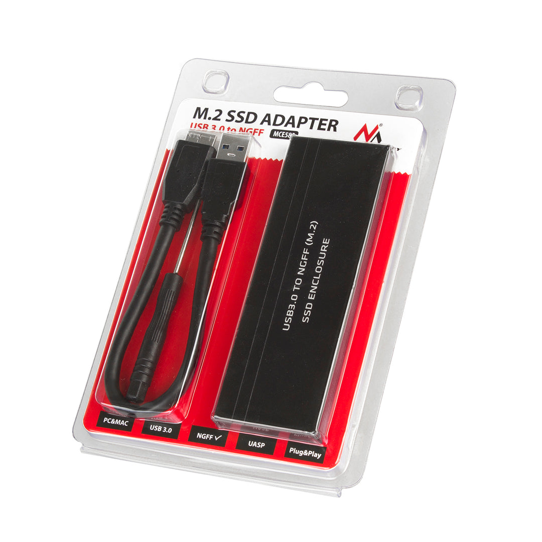 Maclean meghajtóház, SSD M.2, NGFF, USB 3.0, 2230/2240/2260/2280 méret, alumínium ház, MCE582