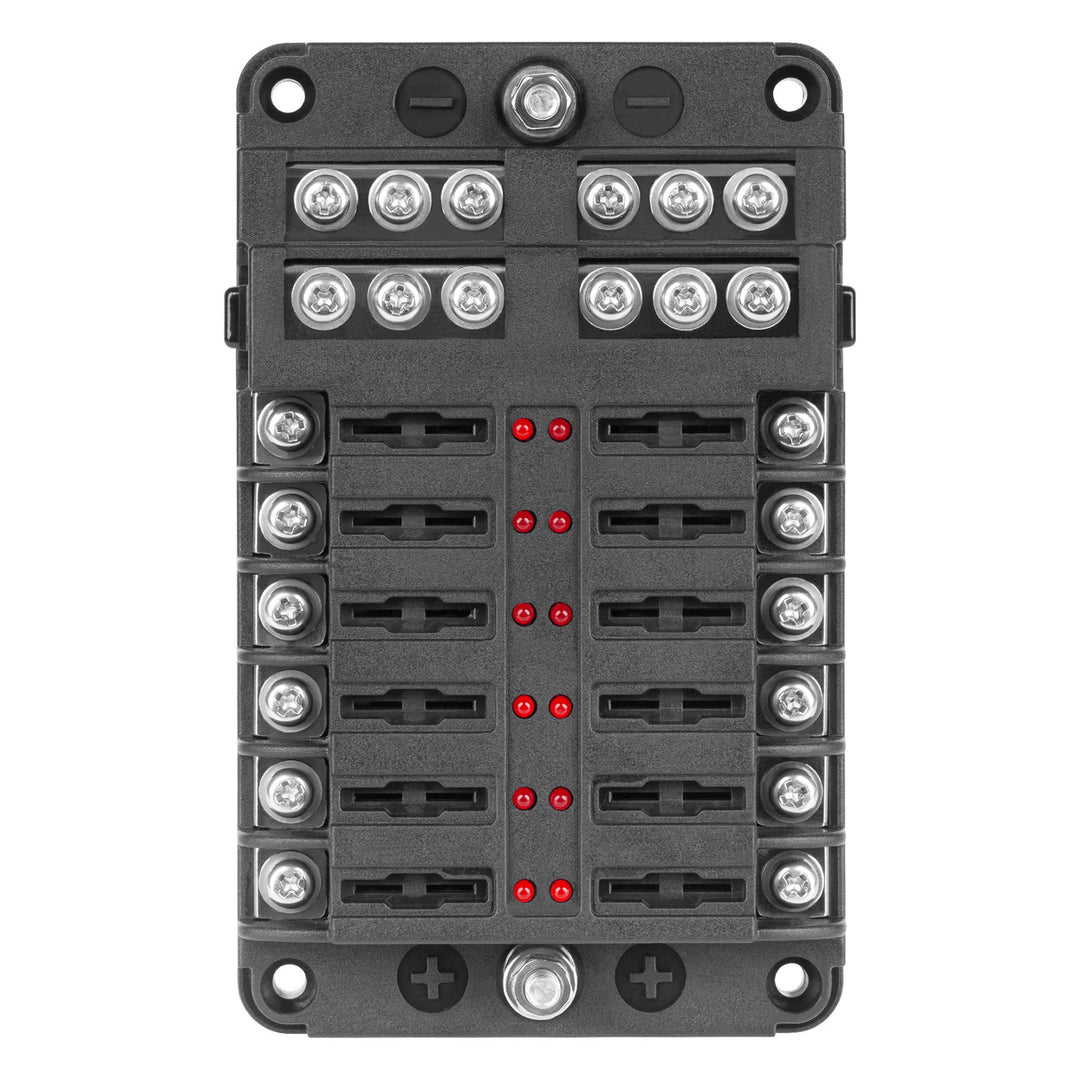 FB-12 biztosítékdoboz negatív sínnel és LED-del