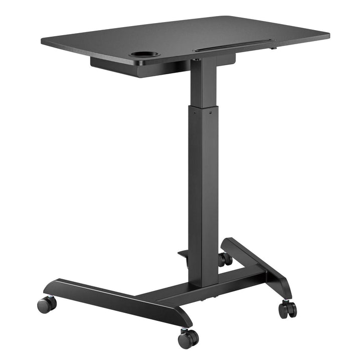 Maclean laptop asztal, állítható magasságú, fiókos, fekete, álló és ülő munkához, max. magasság 113cm - max. 8kg, MC-903B