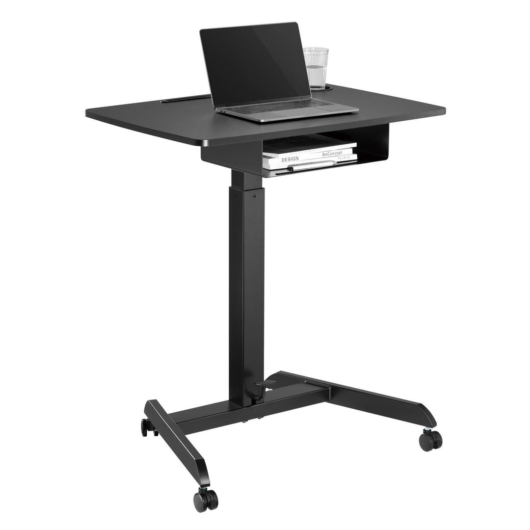 Maclean laptop asztal, állítható magasságú, fiókos, fekete, álló és ülő munkához, max. magasság 113cm - max. 8kg, MC-903B