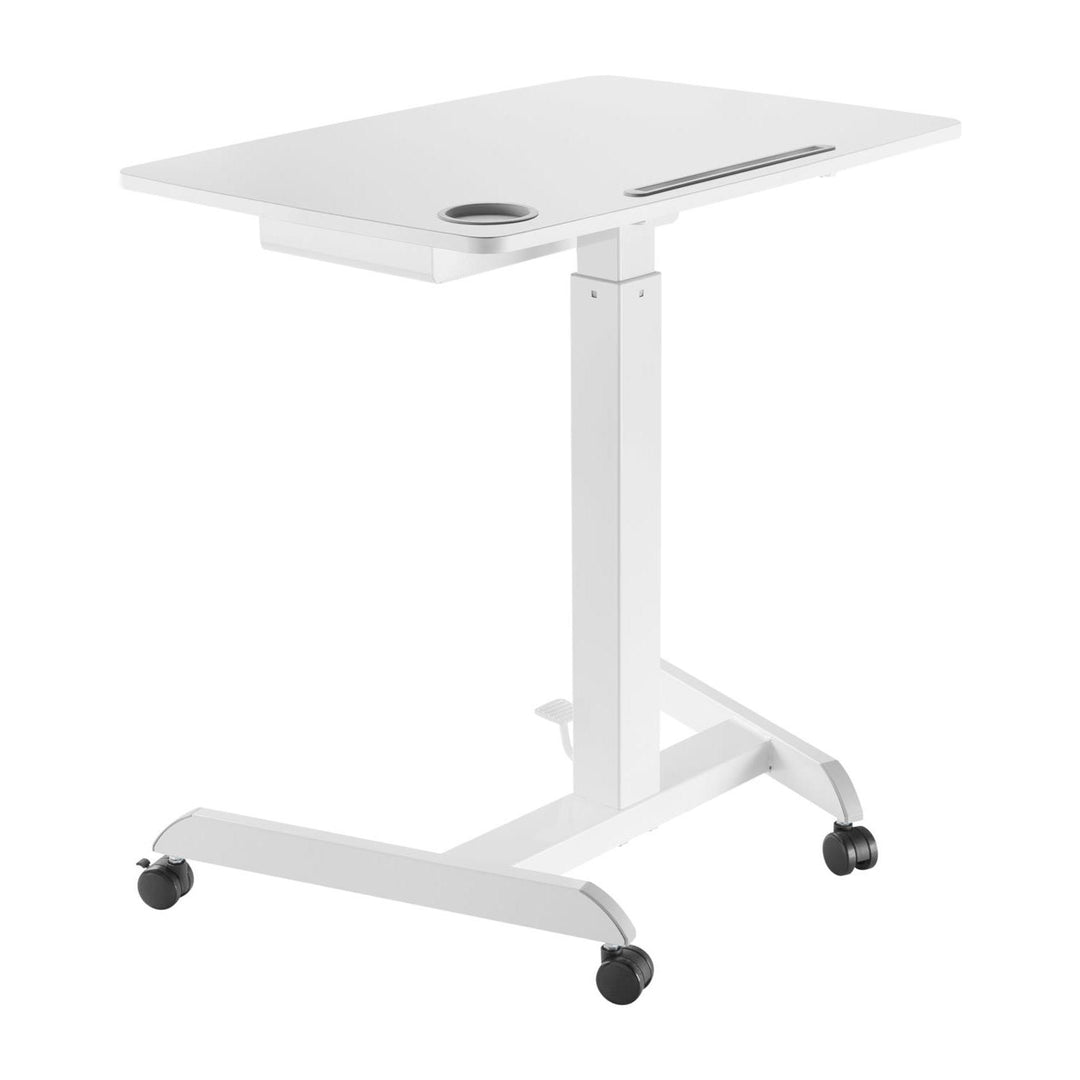 Maclean laptop asztal, állítható magasságú, fiókos, fehér, álló és ülő munkához, max. magasság 113cm - 8kg max, MC-903W