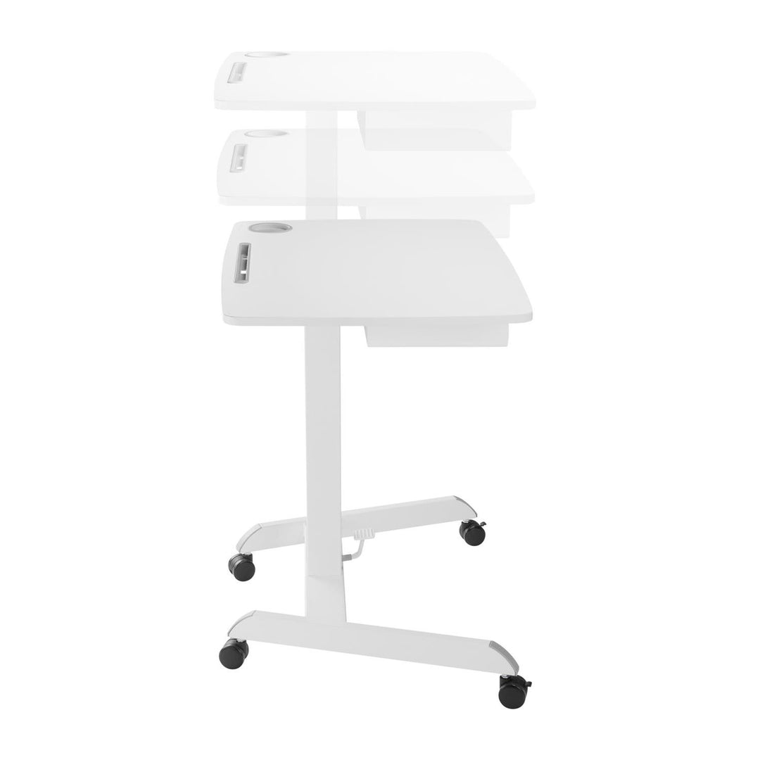 Maclean laptop asztal, állítható magasságú, fiókos, fehér, álló és ülő munkához, max. magasság 113cm - 8kg max, MC-903W