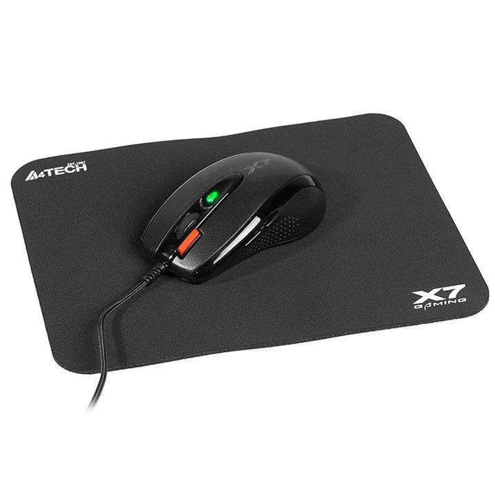 A4Tech egér + egérpad készlet, 7 gomb, optikai érzékelő, USB, X-Game X-7120