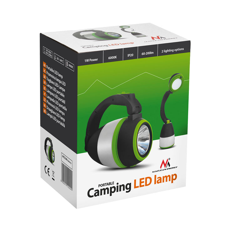 Maclean 3 az 1-ben LED lámpa, kemping, asztal, zseblámpa, 1W, 60-200lm, hideg fehér 6000K, 18650 1500mAh, powerbank funkció MCE298