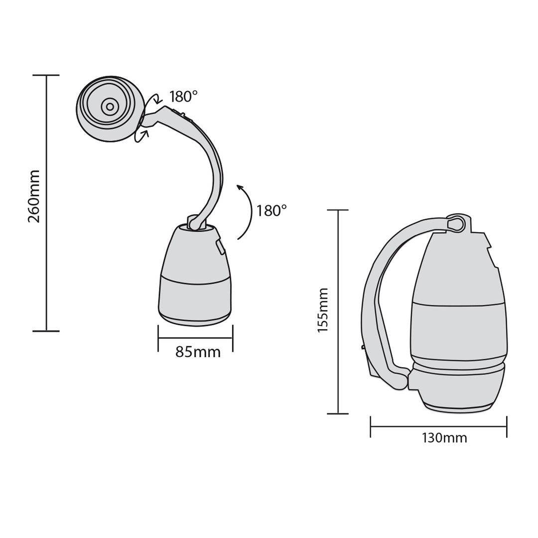 Maclean 3 az 1-ben LED lámpa, kemping, asztal, zseblámpa, 1W, 60-200lm, hideg fehér 6000K, 18650 1500mAh, powerbank funkció MCE298