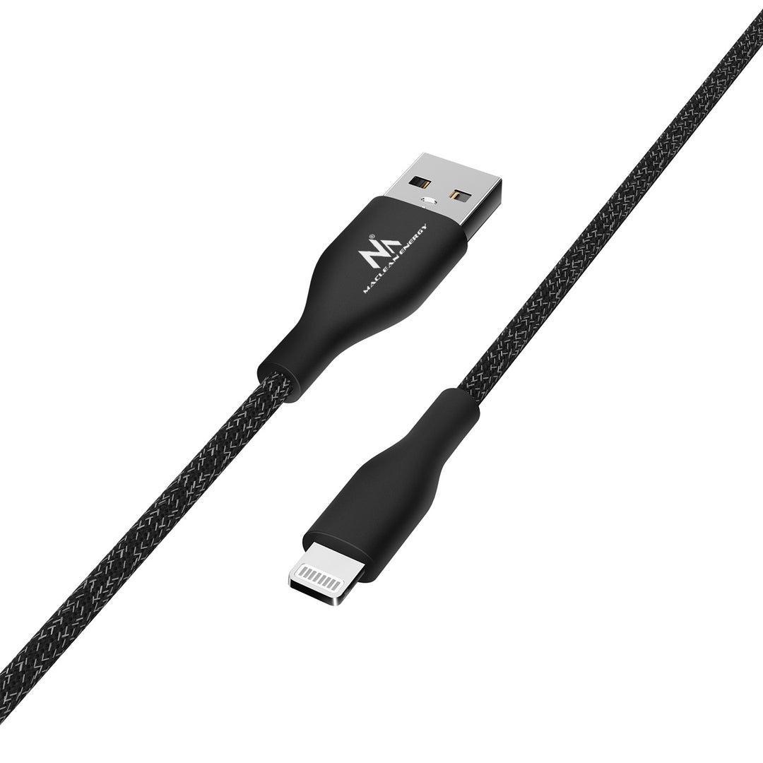 MFi világító kábel (Made for iPhone / iPod / iPad) támogatja a Fast Charge 2.4A Maclean Energy MCE845B fekete hosszúság 1m 5V/2.4A - adatátvitel